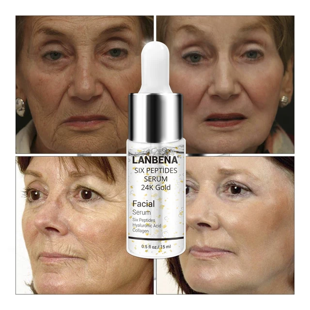 LANBENA 24K Gold Six Peptides serumWhitening  Acne Treatment Firming Face Cream  Anti-Aging Wrinkle Moisturizing Skin Care 10PCS