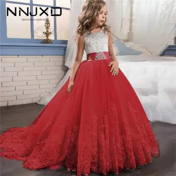 

Girl Dress Bridesmaid Pageant Gown Dress Girl Kids Dresses For Girls Teenager 8 10 12 14 Years Wedding Party Dress Lace Clothes
