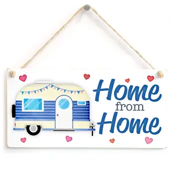 

Meijiafei Home from Home - Sweet Small Caravan Hanging Sign 10" x 5"