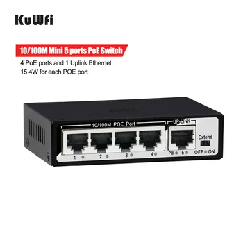 

10/100Mbps Network 5/6 Port Switch 802.3af Switch With 4 POE Ports and 1 Uplink Ethernet Support Extend 250M 48V