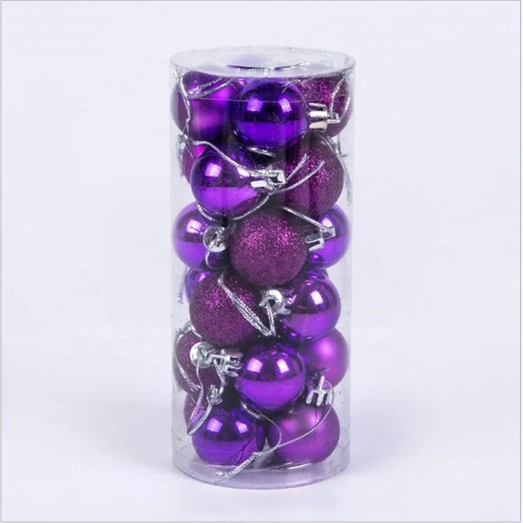 24 шт./лот, 3 см, розовое золото, декор для рождественской елки, вечерние шары для украшения дома, Рождественский шар - Цвет: purple