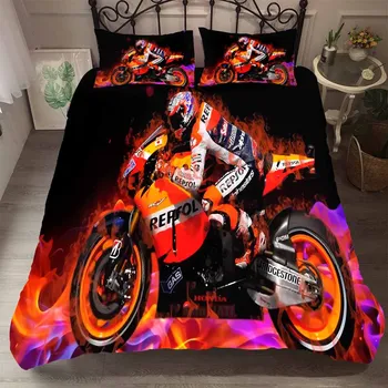

BEST.WENSD wen boy comforter bedding sets super cool motorcycle king size bedding duvet cover pillowcase bed linen Home textiles