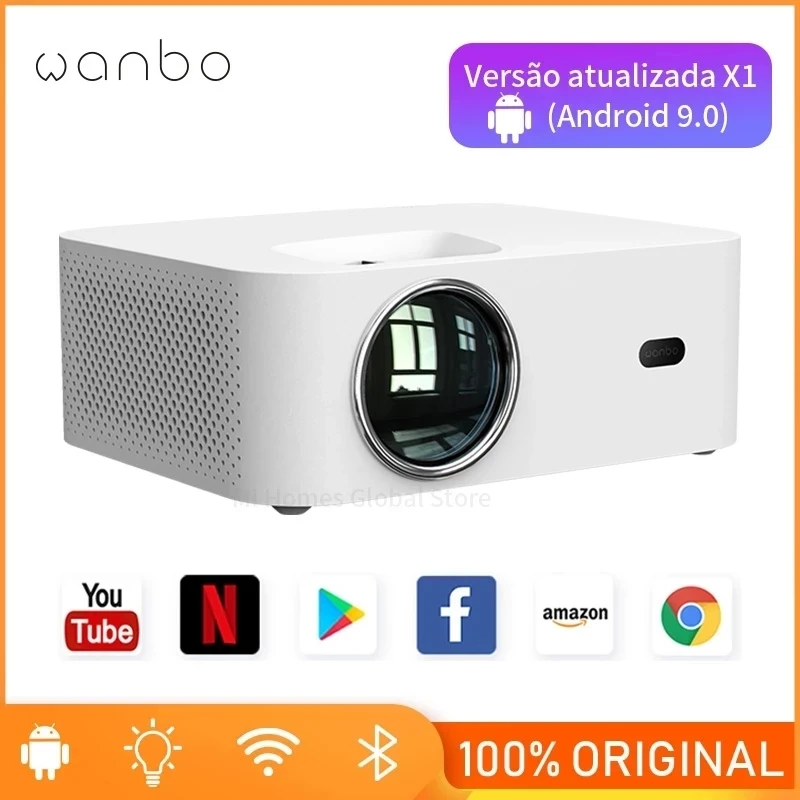 Global Wanbo X1 Projector Android 9.0 Support 1080P Mini LED Portable Projector 4K 1280*720P Keystone Correction For Home ceiling projector