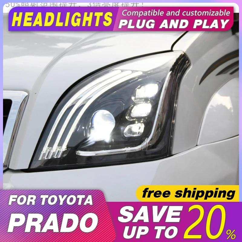 #Special Offers Head lamp Car Styling for Toyota Prado Headlight 2004-2009 LC2700 LED Headlight DRL Head Lamp LED Bi-Xenon Lens Accessories #Special Offers Head lamp Car Styling for Toyota Prado Headlight 2004-2009 LC2700 LED Headlight DRL Head Lamp LED Bi-Xenon Lens Accessories
