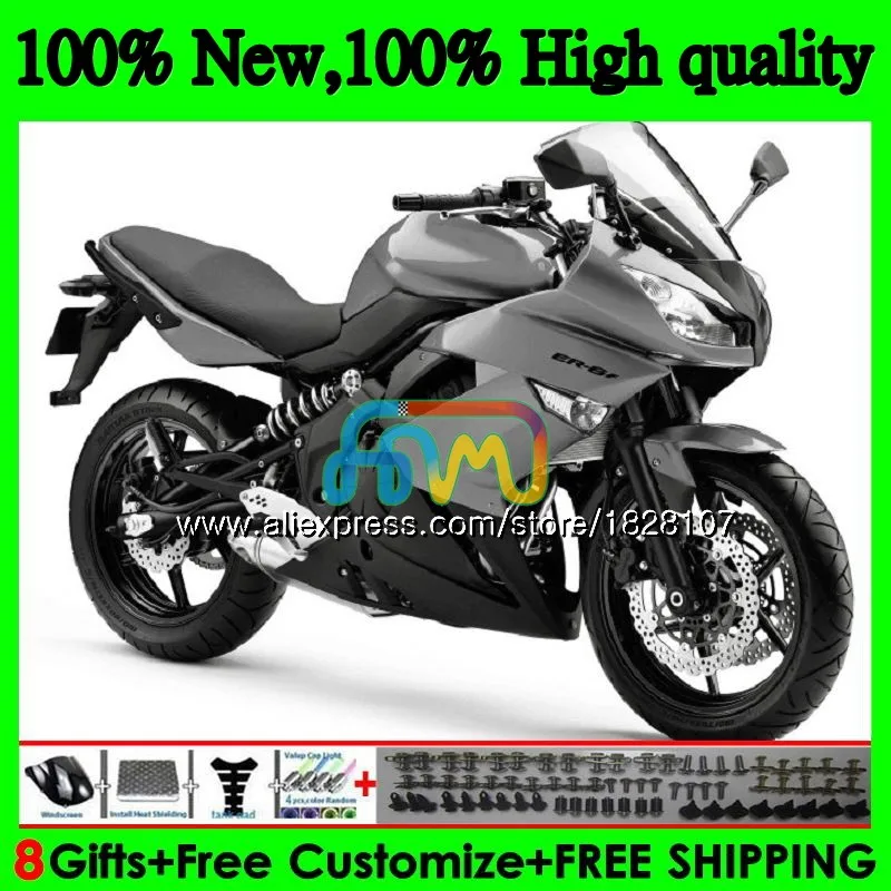 Тюнинг-пакет для KAWASAKI 650R ER 6 серого и черного цветов, F 650 R ER6 F 09-11 31BS. 31 ER 6F 650-R ER-6F ER6F 09 10 11 2009 2010 2011 обтекатель
