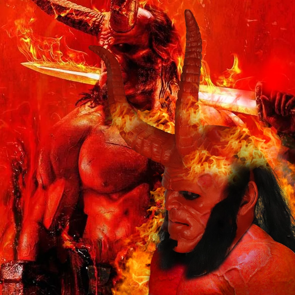 Molezu Хеллоуин страшный уголок Hellboy латексная маска для косплея латексные маски