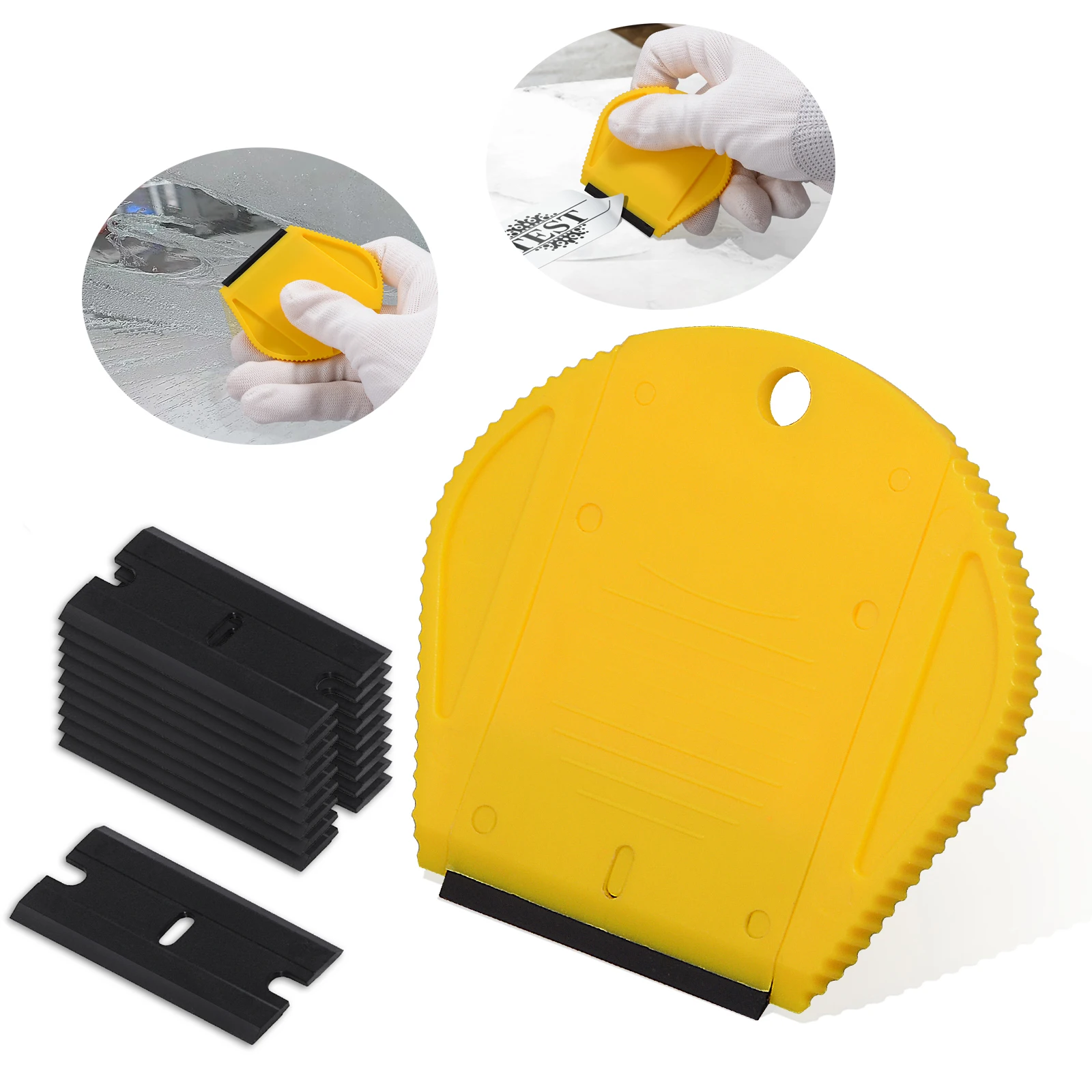 

FOSHIO Vehicle Decals Sticker Scraper for Carbon Fiber Film Installing Car Window Tint Glue Remove Squeegee+10PCS Plastic Blades