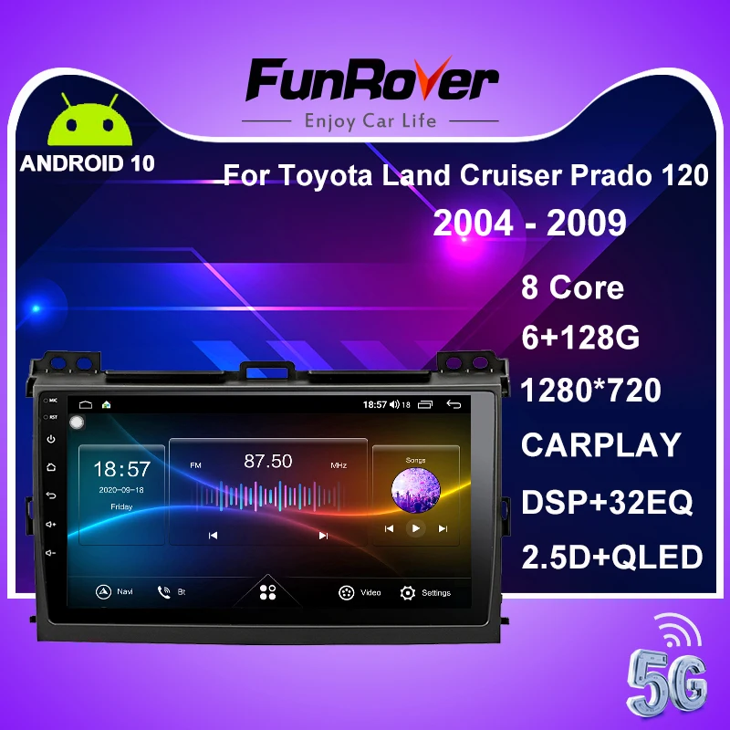 Штатное Головное устройство For Toyota Land Cruiser Prado 2003 2009 GPS Android 9.0 магнитола
