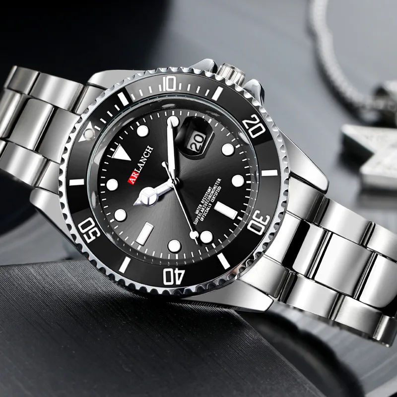Fashion Black Watch Men Luxury Brand Casual Mens Fashion Quartz Rolexable Full Steel Sports Military Clock Male reloj hombre