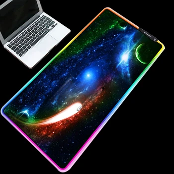 

ZSUXTC RGB Mouse Pad Rubber Non-slip LED Light Edge USB Charging Adjustable XXL Universe Comet Tail Alfombrilla Ordenador