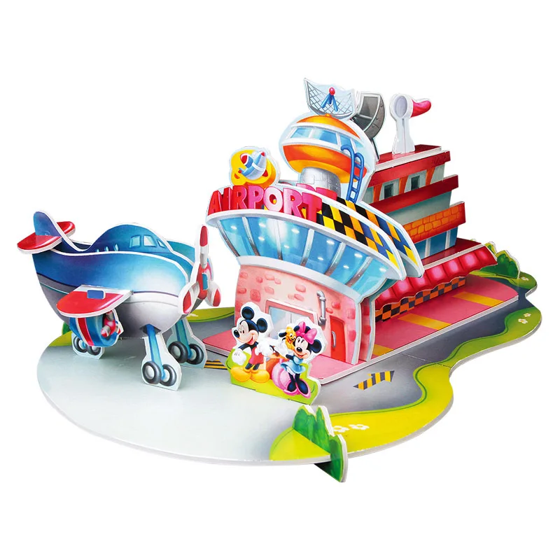 Disney Микки/Винни Пух трёхмерная головоломка-пазл 3-4-5-6 лет дети EPS пена головоломка игрушка - Цвет: Color1