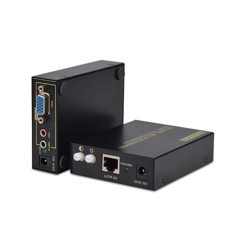 Черный VGA удлинитель 200 метров RJ45 сетевой кабель CAT5 5E 6 6E сетевой удлинение кабеля регулировка яркости 1080P - Цвет: Черный