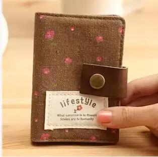 Brown 1 шт. Kawaii тканевый винтажный цветок 20 бит держатель для карт сумка для девочек Женская Обложка для водительского удостоверения ID Кредитные карты Органайзер Кошелек - Цвет: Brown