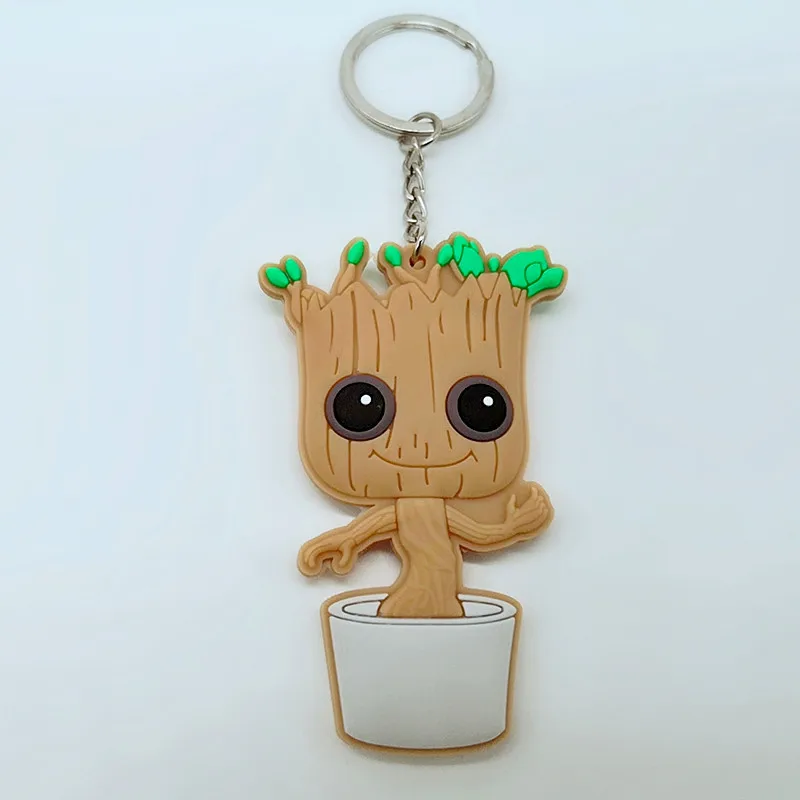 Фильм groot, ракета енот ПВХ cos брелок мини мультфильм милые коричневые цифры брелки для мужчин и девочек Детские llaveros брелки вечерние игрушки