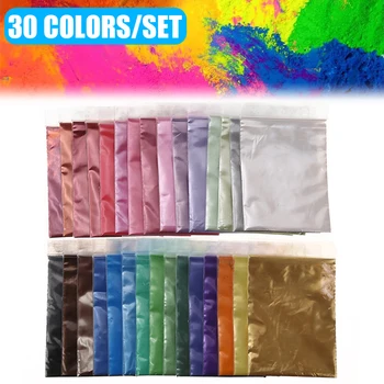 

24/30 Mix Colors Nail Glitter Cosmetic Mica Powder Pigment Handmade Soap Bath Nail Art Wax Candle DIY Coloring Powder