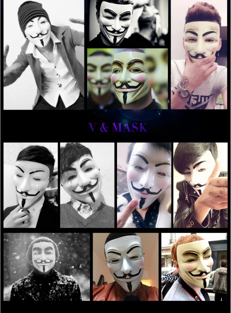 20 Lot Хэллоуин V for Vendetta» маска для взрослых костюм; Маска для косплея аксессуар анонимным фильм парень Fawke маскарад Вечерние страшная маска