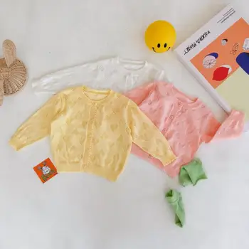 

Infant Baby Girl Sweaters Spring Summer Baby Clothes Long Sleeve Knitted Sweaters Woolen Kids Tops Cardigan Sun Protection Coat