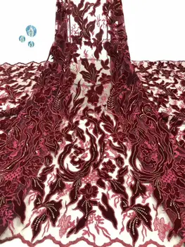 

High Quality African Sequins velvet Lace Fabric French Net Embroidery Tulle Lace Fabric For Nigerian Wedding Party Dress FD-1029