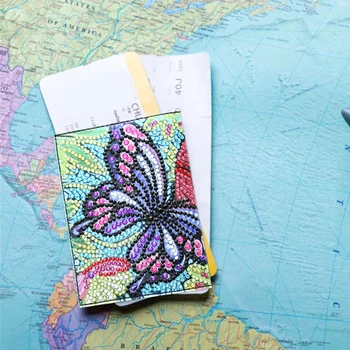 

DIY Special Shaped Diamond Painting Butterfly Leather DIY Craft Cross Embroidery Eco-friendly Passport Cover Embroidery