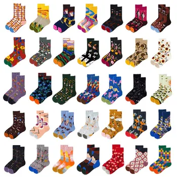 

Art Colorful France Design Graffiti Personality Funny Socks Creative Happy Portrait Jacquard Warm Socks Women Skarpetki Sokken