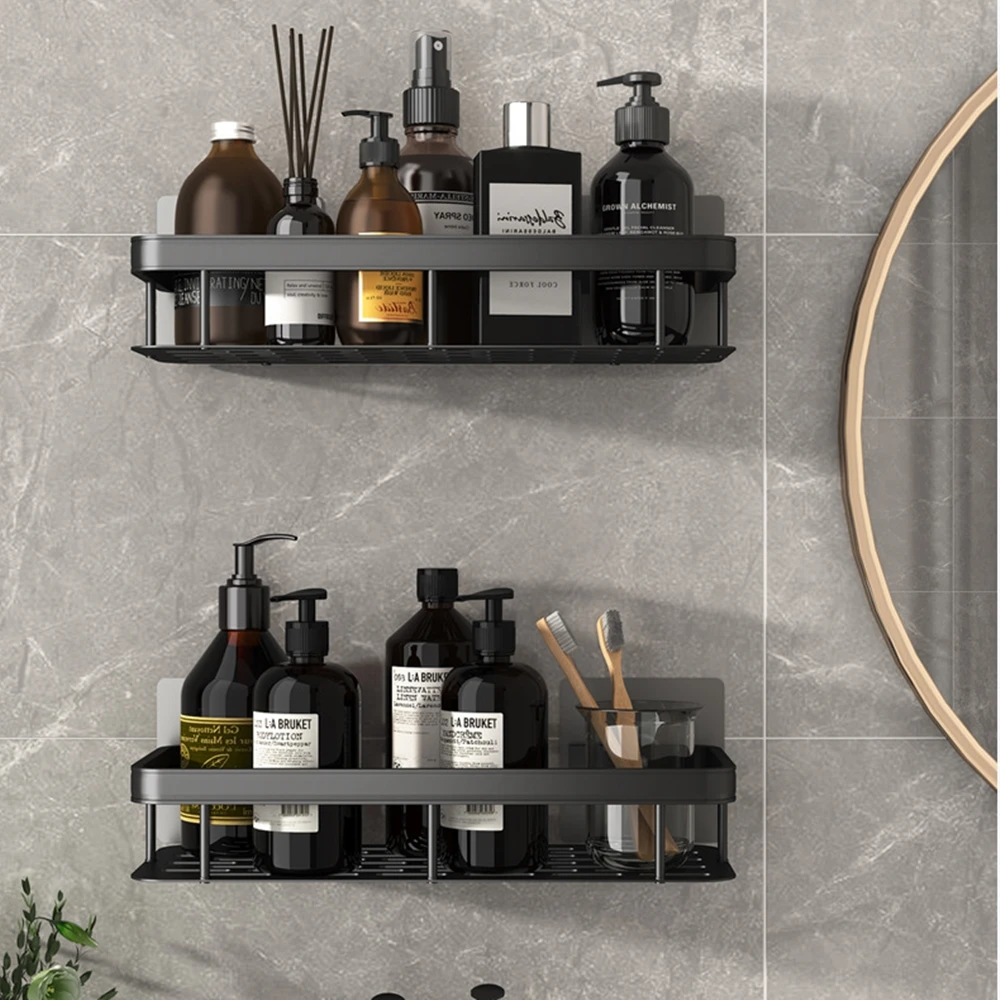 Rust Proof Aluminum Shower Wall Shelf Luxury Bathroom Shelves Without –  pocoro