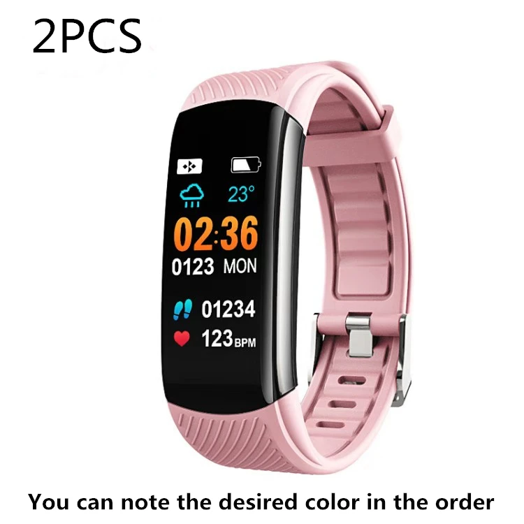 2PCS PINK Смарт Браслет для измерения кровяного давления фитнес-браслет монитор сердечного ритма здоровье трекер цветной экран Браслет для спорта PK Mi Band 4 - Цвет: 2PCS PINK