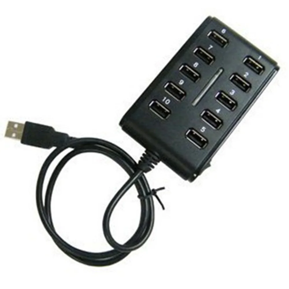 USB 2.0 Hub 10 Ports Multi Personal Computer USB HUB Portable Splitter 480 Mbps For PC laptop