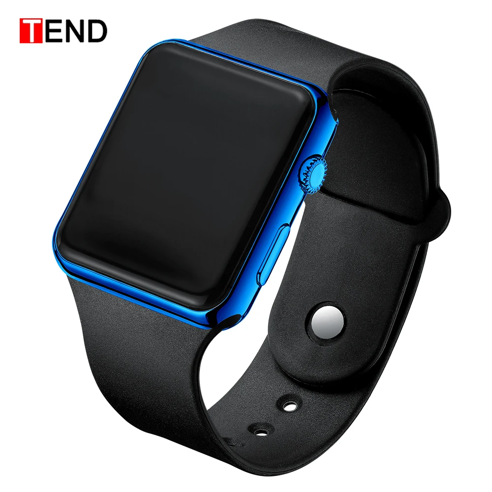 Black Blue Мужские светодиодный цифровые часы, мужские силиконовые спортивные электронные часы, военные квадратные часы, часы Hodinky Reloj Hombre Relogio Masculino - Цвет: Black Blue