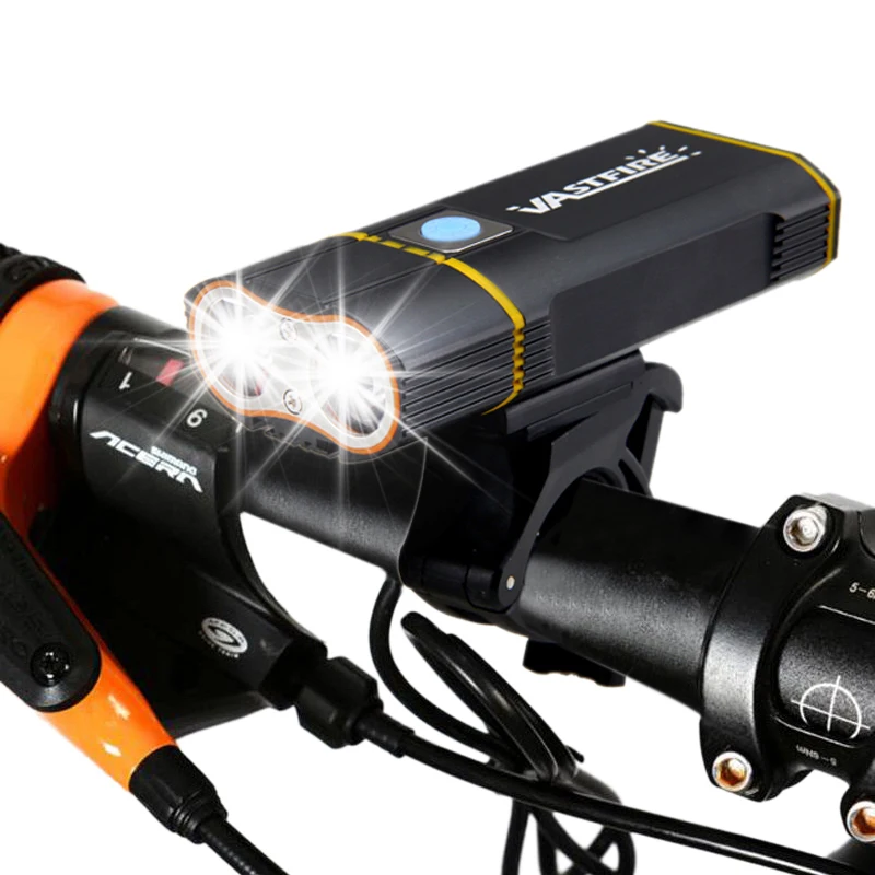 Billig USB Aufladbare Lenker Scheinwerfer 6000LM Vor Fahrrad Licht 2X XM L2 LED Lampe Eingebaute 6000mAh Batterie für Radfahren