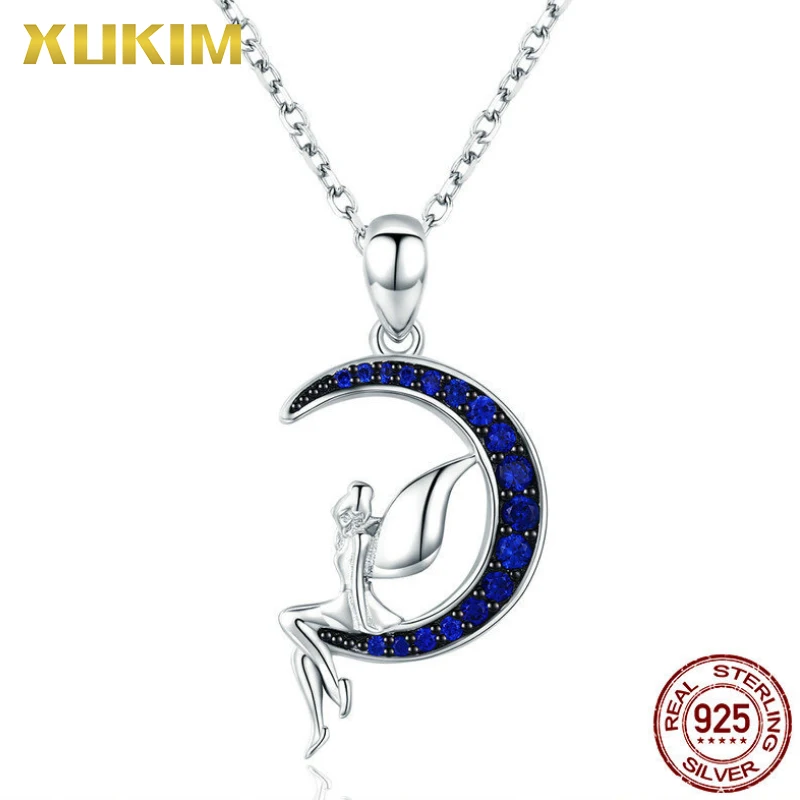 SN815 Xukim Jewelry 925 пробы серебро с голубым камнем Night Волшебная Подвеска