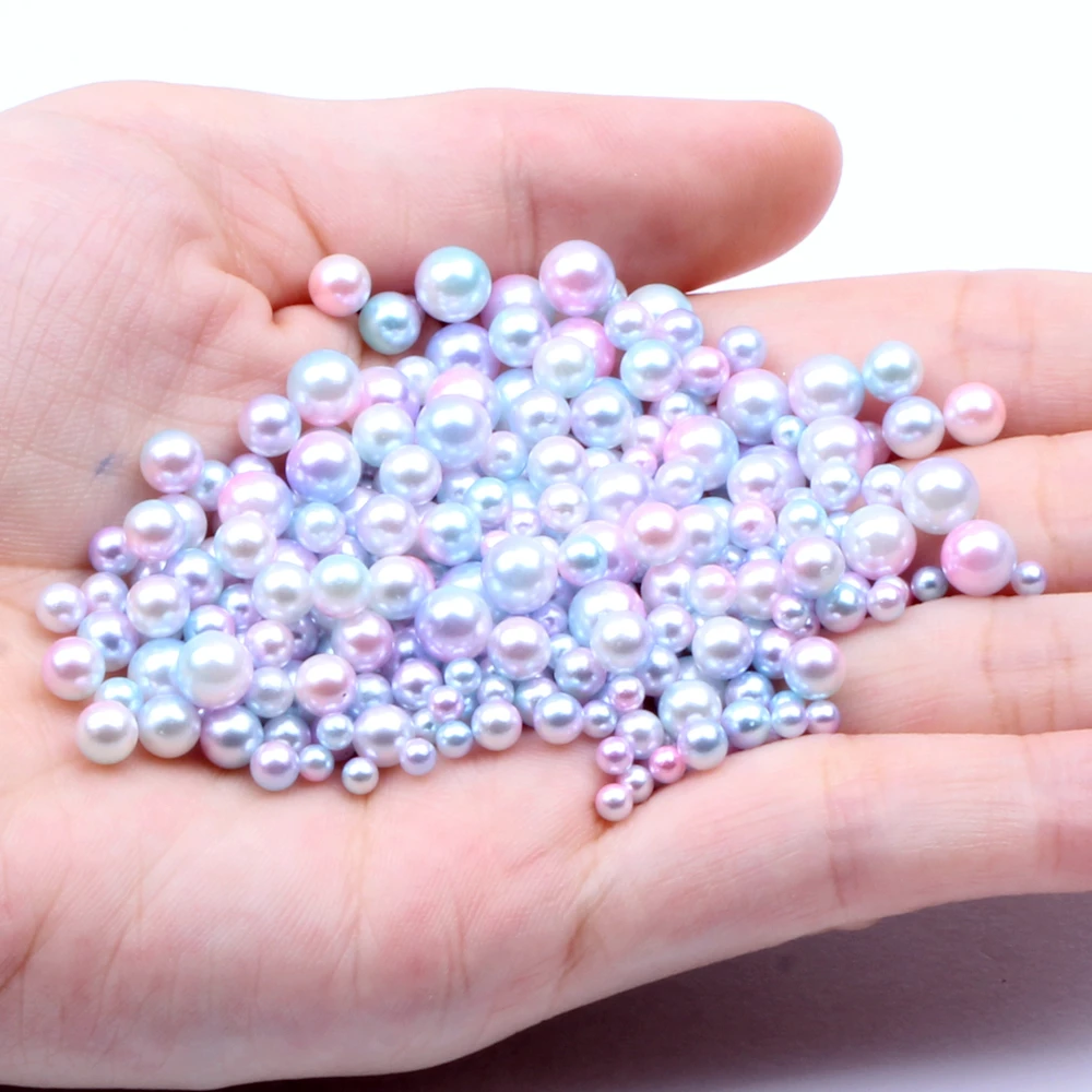 01 Pink Rainbow Mixed Sizes 3/4/5/6mm 500pcs No Hole Round Pearls Imitation Pearls RainBow Color Dresses DIY Jewelry Nail Art Decorations - Цвет: 01 Pink Rainbow