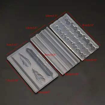 

3Pcs Floral Leaves Bar Hairpin Slilcone Resin Mold Flower Feather Barrettes Mold A2UA