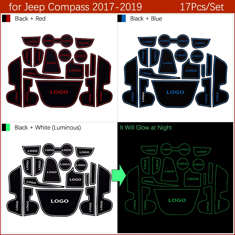 

Door Groove Mat For Jeep Compass 2017 2018 MK2 2019 2020 2nd Gen Accessories Anti-Slip Mat Gate Slot Coaster Car Interiors Gel