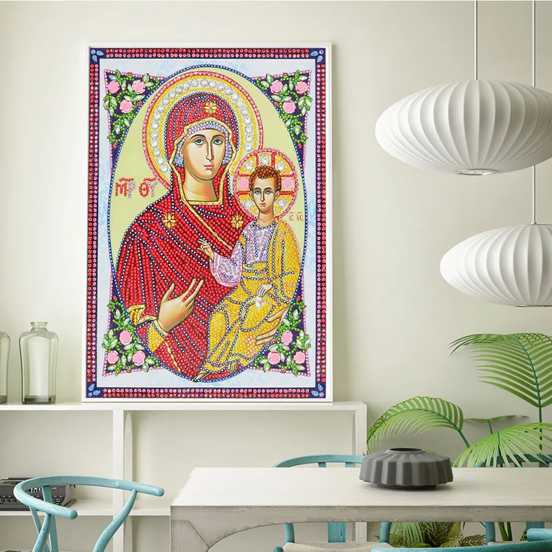 RUBOS DIY 5D Diamond Embroidery Icon Theotokos Smolenskaya Bead Diamond Painting Cross Stitch Pearl Crystal Stone Sale Hobby God (3)