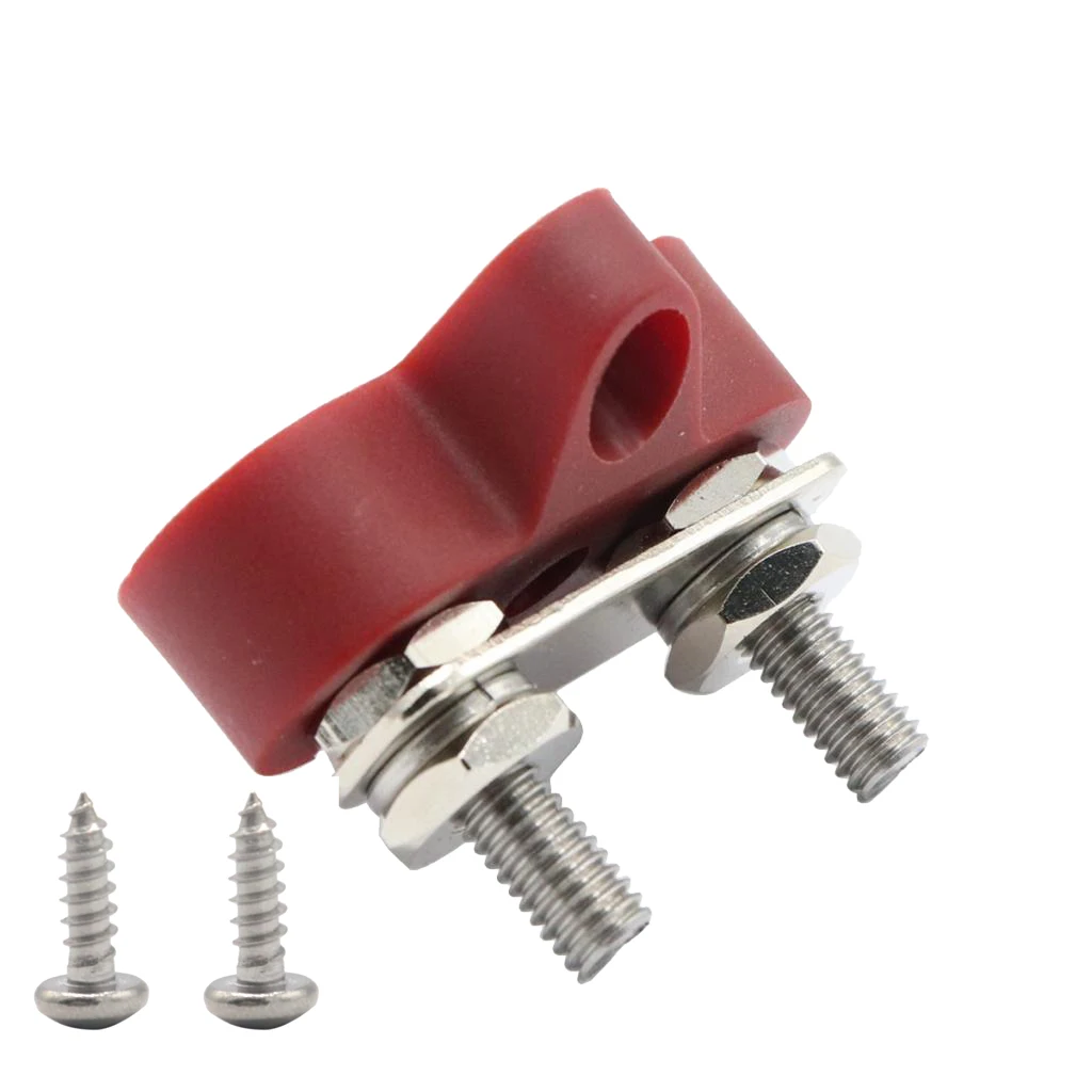 Car Bus Bar Terminal Block - M6 (1/4'') Power Distribution Block for Truck RV Boat, Heavy Duty Stainless Steel - Red