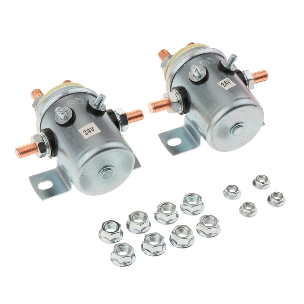 2X Solid Continuous Duty 24V 200A Solenoid Relay for Winch Trailer Golf Cart Auto Car, 21.9 x 6.50 x 9.45 inch