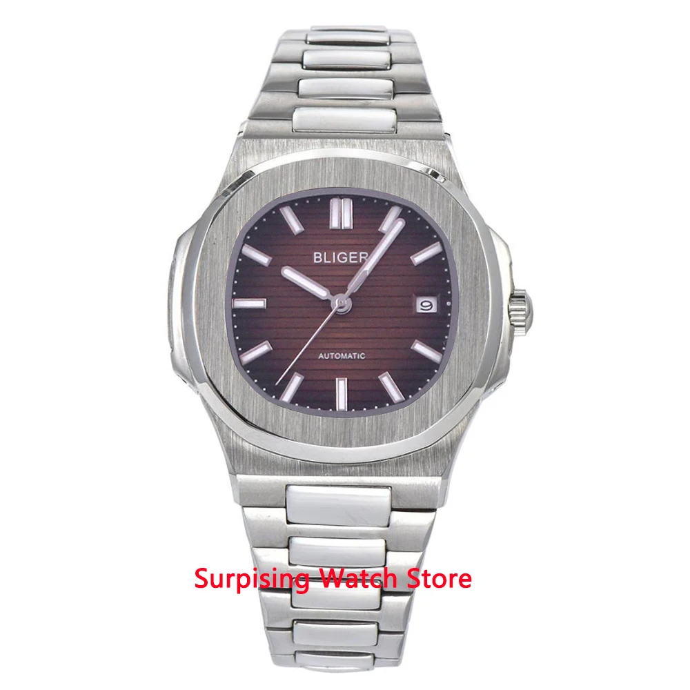 

Bliger 40mm Automatic Mechanical Watch Men Luxury Brand Square Watch Case Auto Date Sapphire Glass Luminous Wristwatch Men