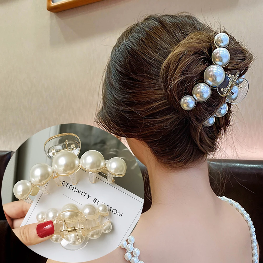 Neue große Perlen Acryl Haar Klaue Clips Krabben Haarnadeln große Make-up Haar Styling Haarspangen für Frauen Haar Zubehör Bogen Hairgrip
