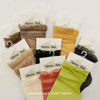 

Ins Fashion Woman Socks Solid Thin Shining Fairy Short Socks For Female Summer Breathable Soft Casual Original Sox Trendy