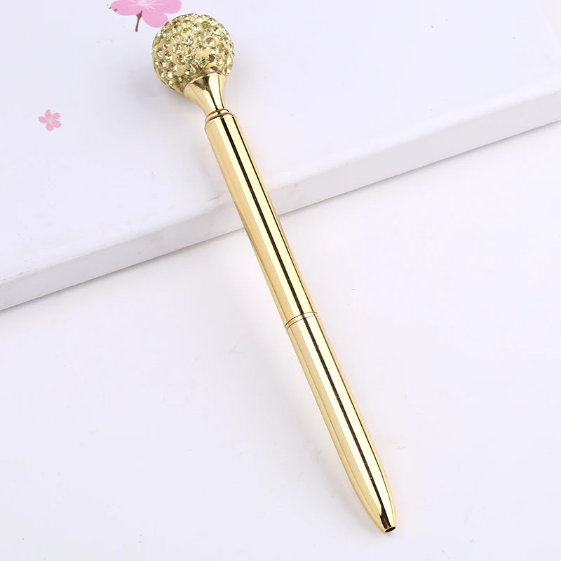 Шариковая ручка с бриллиантовым скипетром, персонализированные Кристальные Роскошные Металлические Ручки для письма, новинка, школьные, офисные, стационарные, подарки на заказ - Цвет: Gold1Pc