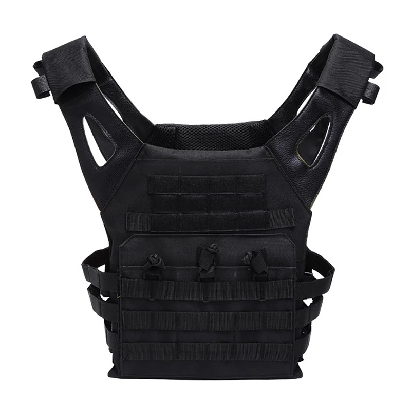 Outdoor Multifunction fishing Vest Men Camouflage Tactical Military Vest Paintball Vest for CS 600D Oxford Hunting Equipment - Цвет: Black