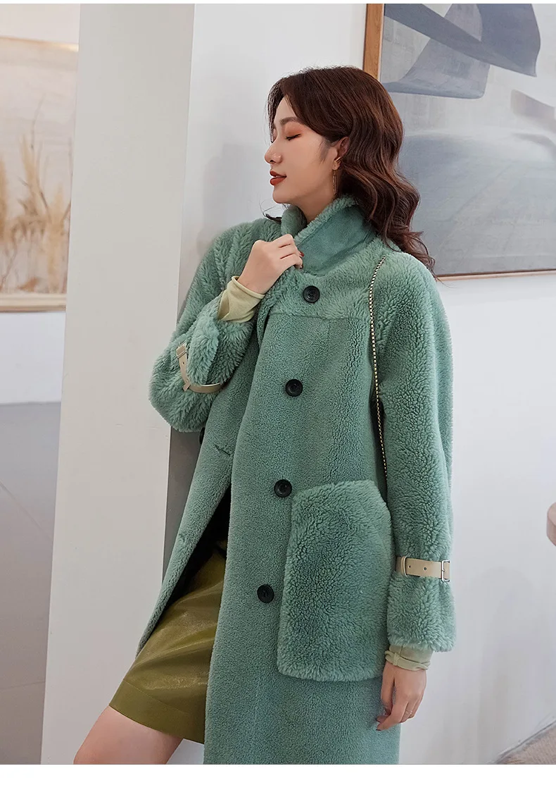Корейская оторочка из овечьей шерсти, пальто, плотное теплое пальто из искусственного меха,, зимняя высококачественная Женская Длинная свободная Женская Шуба ZZZ045