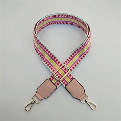 3.8cm wide bag Shoulder strap accessories colorful stripe bag belt DIY Inclined shoulder bag handle 80~130cm adjustable - Color: 11