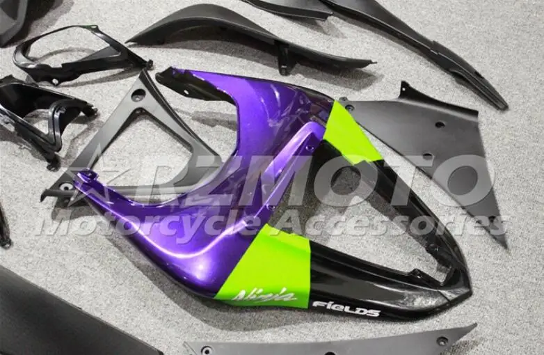 ABS мотоцикл Полный обтекатели комплект подходит для Kawasaki ZX6R 2007 2008 ZX-6R 07 08 ниндзя 636 Кузов Набор фиолетовый зеленый