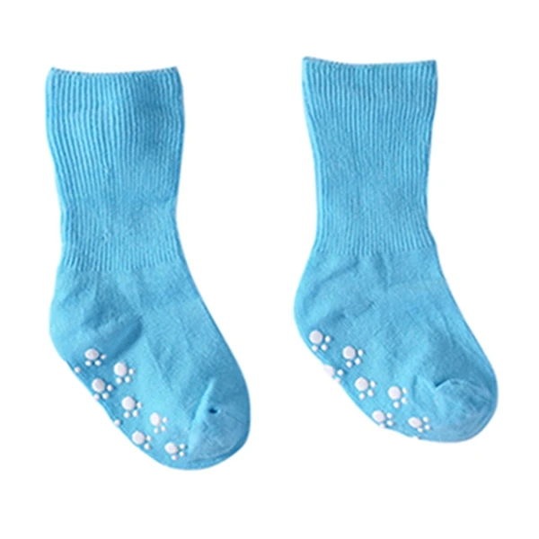 Sky blue Нескользящие носки для малышей; хлопковые Дышащие Носки ярких цветов для маленьких мальчиков и девочек - Color: Sky blue