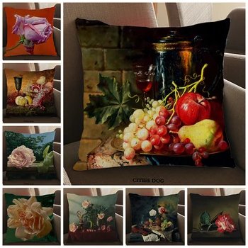 

Fruit plate flowers Russian artist Alexei Antonov oil painting Pillow Cushion Cover linen Home Sofa Throw Cushions Covers case