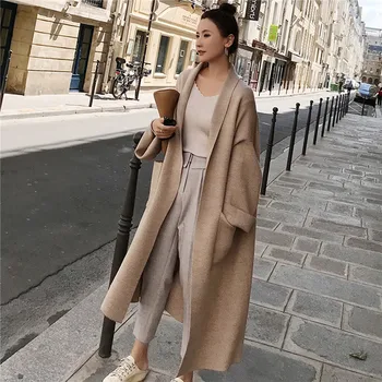 

Winter Elegant Winter Coats Loose knit Cardigan Woolen Sweater Oversized Extra Soft High-end Cardigan Knitting Coat for Women