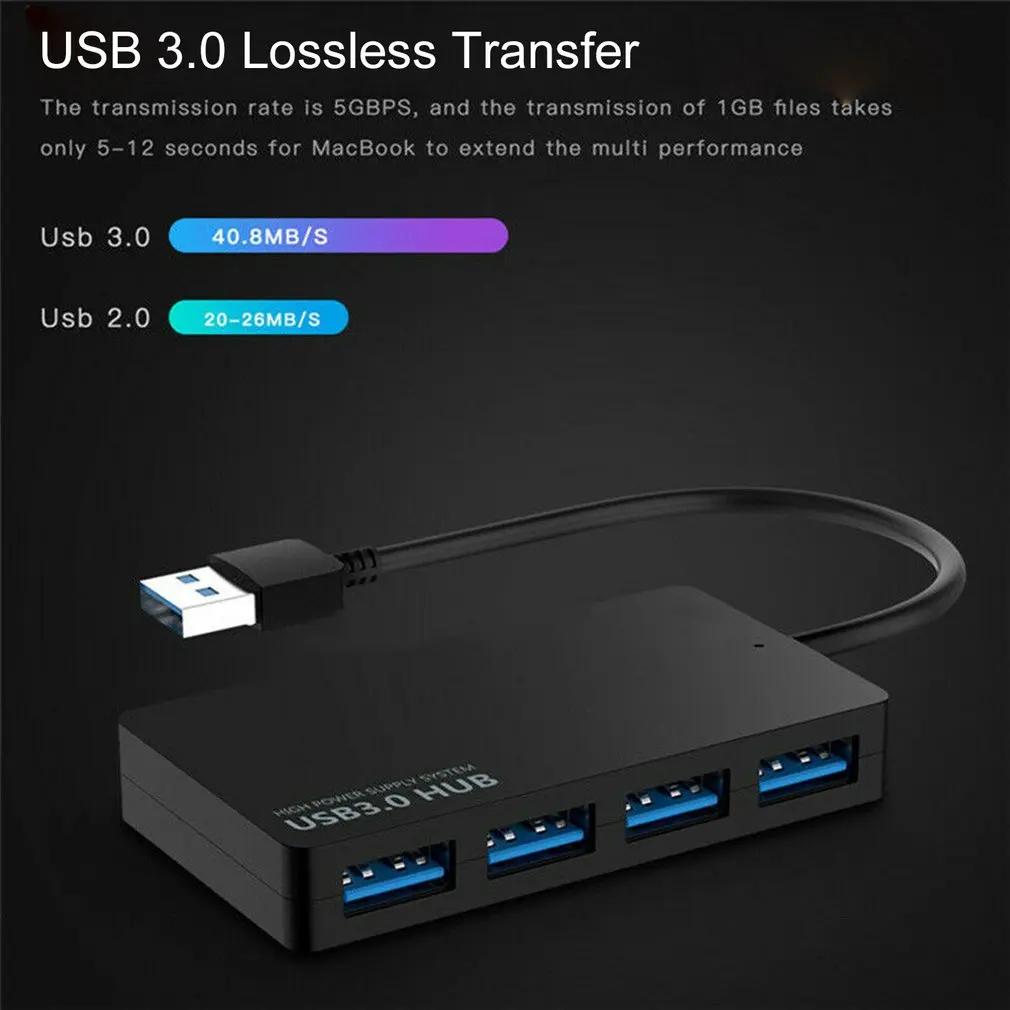 USB 4 Порты и разъёмы концентратор электроадаптер для зарядки кабель для смартфона планшета Высокое Скорость расширения настольных ПК ноутбук адаптер переменного тока