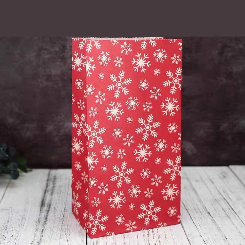 Red Snow LBSISI Life 10 шт. Рождественский бумажный пакет, Подарочный пакет для рождественской еды, печенья, закусок, вечерние пакеты с наклейками - Цвет: Red Snow