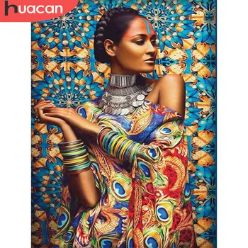 

HUACAN 5D DIY Diamond Painting Woman Africa Full Drill Square Home Decoration Rhinestone Picture Handcraft Kit Gift